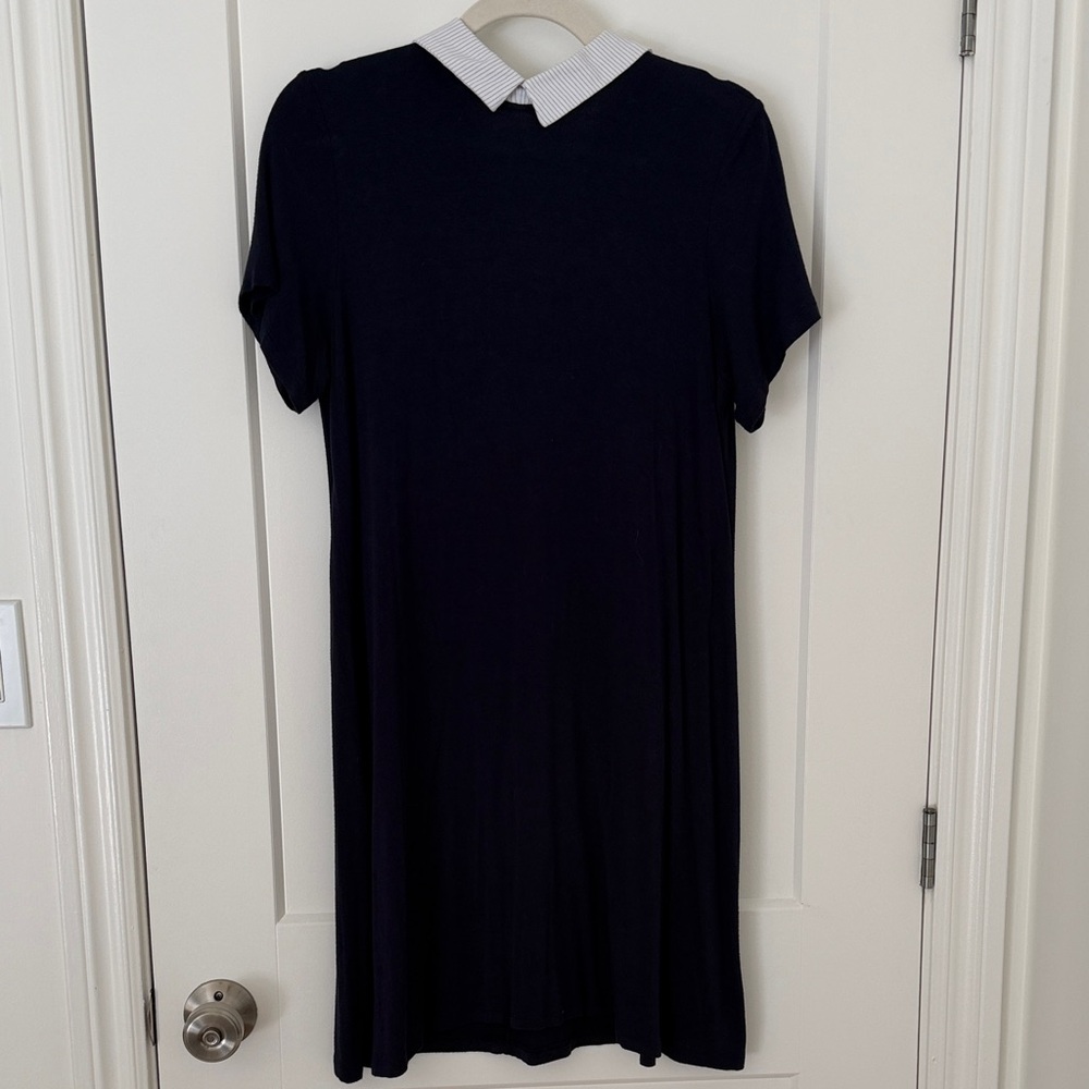 twik Navy Mini Dress with White Collared Neck